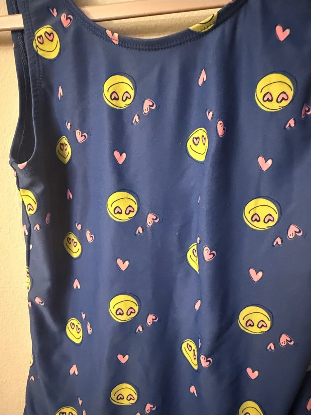 GAP Kids Royal Blue One-Piece Swim with Yellow Smiley Faces & Pink Hearts 99